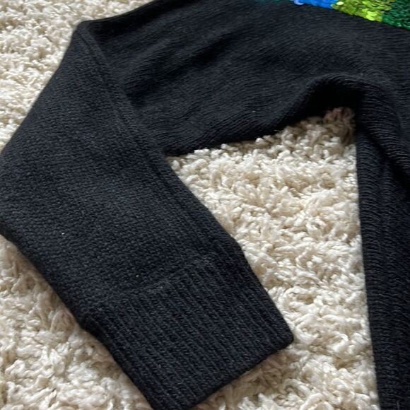 Vintage 90s Black Angora Blend Sequin Pullover Sweater Shoulder Pads Size S - Picture 11 of 14
